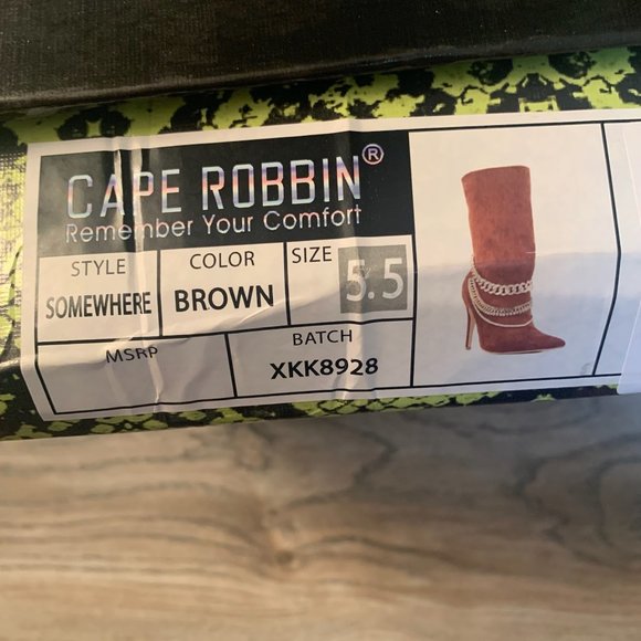 CAPE ROBBIN SOMEWHERE BROWN FAUX SUEDE STILETTO SOCK ANKLE BOOTS 5.5 - Picture 10 of 10